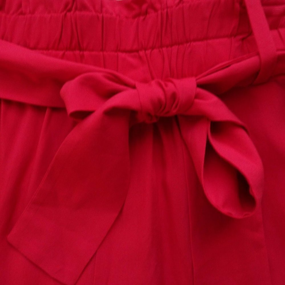 J. Crew Women's Paperbag Shorts Red Tie Waist Sash Pull-On Fashion Chic Size M - Picture 6 of 13